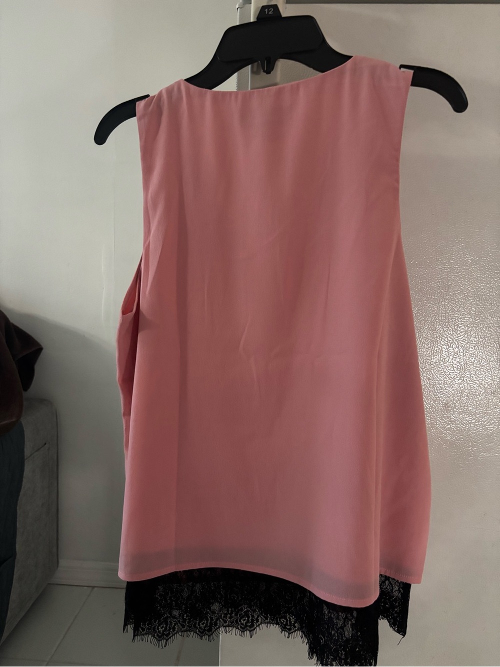 Simply Styled Pink Sleeveless Camisole with Black Lace Trim